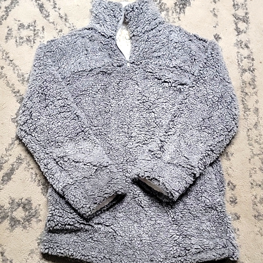 Grey sherpa quartet zip sweater